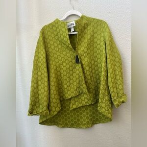 Loseph Ribkoff Textured Dot Jacquard Swing Jacket in a lime green color sz 10